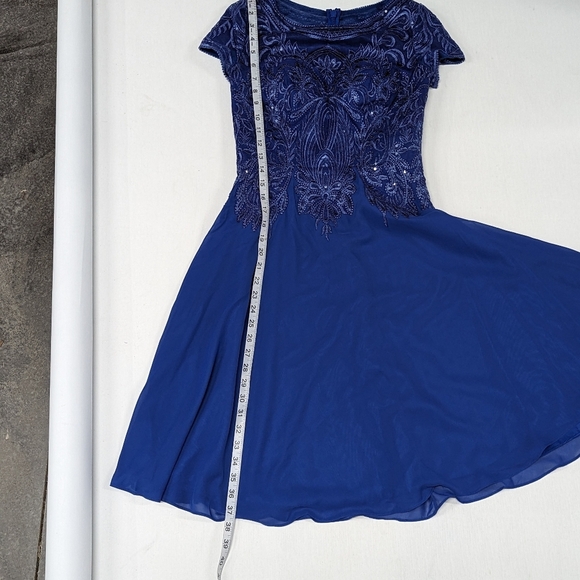 JJ's House Blue A-line Scoop Short/Mini Chiffon Formal Dress With Beading - Picture 5 of 12